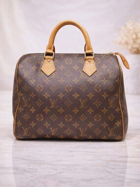 Authentic Louis Vuitton Speedy 30 Monogram Canvas Brown LV Boston Handbag